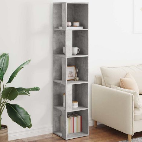 Armoire d'angle-Meuble de rangement Gris béton 33x33x164,5 cm Bois d'ingénierie 619156 (1/5)