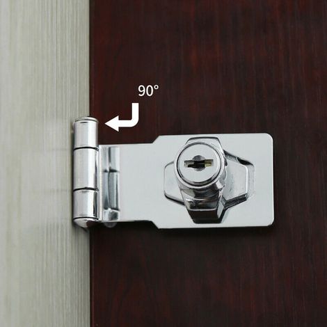 Verrou de porte, loquet, serrures d'armoire avec clés, verrou à moraillon chromé, verrou de sécurité Staple, loquet de porte de garage (1/4)