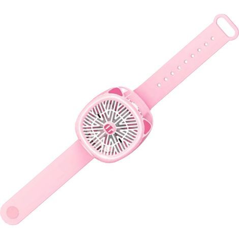 Mini-USB-wiederaufladbarer Wecker mit Ventilator, 3 Geschwindigkeitsstufen, tragbar, mit bunten LED-Leuchten, rosa Schweinchen-Design (1/5)