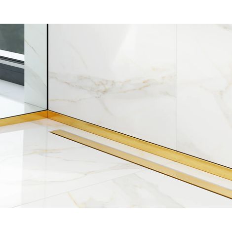 Profilo doccia a pavimento frontale oro satinato - 1800 x 40 x 12 mm