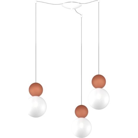 Lampadario moderno top light cottage 1228 s3 s g9 led vetro metallo, colore terra rossa