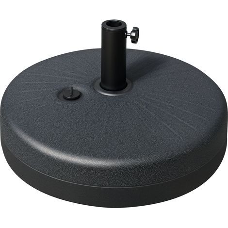 Pied de parasol rond 22 kg, support de parasol, poids pour parasol, compatible avec les parasols à tube de 38/48 mm de diamètre, pour balcon, terrasse, jardin, noir (1/5)