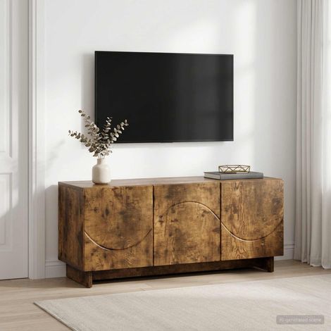 vidaXL Meuble TV 90 x 34,5 x 40 cm Chêne fumé Bois d'ingénierie (1/5)
