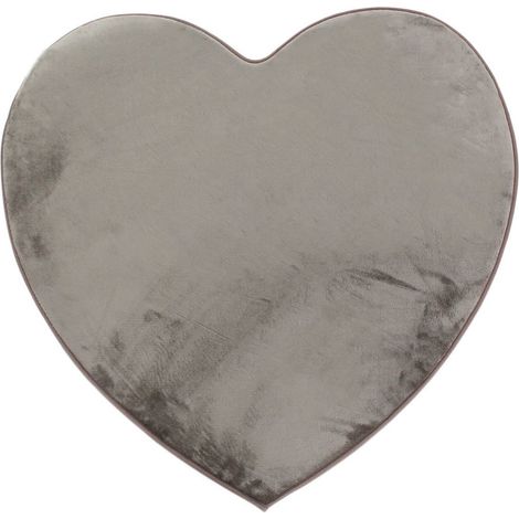 FLANELLE - Tapis forme coeur extra-doux taupe 90x85 (1/4)