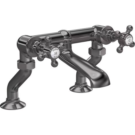 Hudson Reed Topaz Bath Filler Tap Pillar Mounted - Brushed Pewter (1/2)