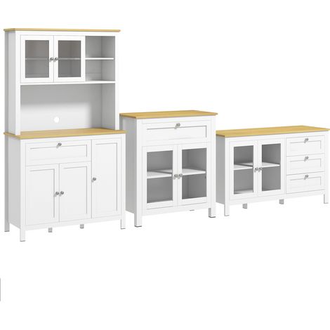 HOMCOM conjunto de 3 armarios moderno juego de 1 alacena de cocina 1 aparador de cocina 1 armario auxiliar 100x40x180 cm 80x40x90 cm 120x40x70 cm (1/5)