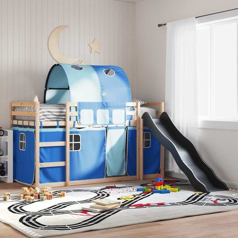 Etagenbett mit Rutsche und Gardinen Blau 80x200 cm (1/5)