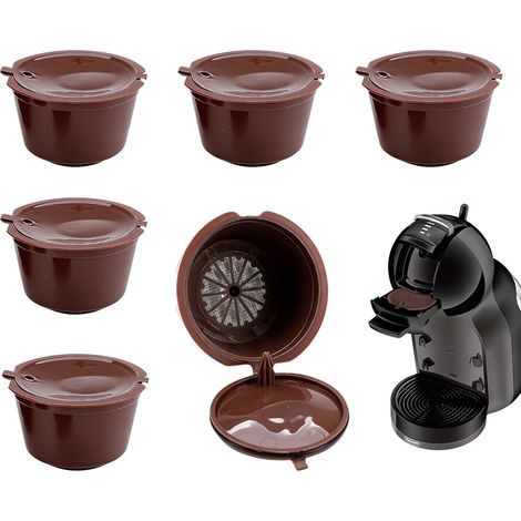 6 PCS Reusable Coffee Pods, Refillable Reusable Capsule for Dolce Gusto, Reusable Capsule Compatible with Dolce Gusto Machines, Reusable Capsule, Non-Disposable Coffee Filters.(Ma (1/5)