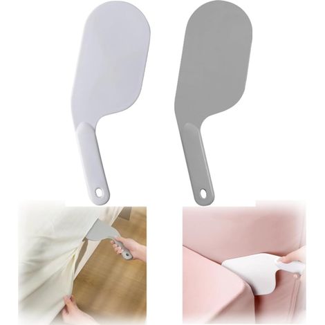 Set di 2 lenzuola per cambiare le lenzuola, strumento di sollevamento materassi in plastica, strumento per cambiare le lenzuola, strumento a paletta (bianco + grigio)