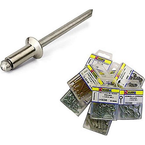 WURKO remache vastago aluminio 4x10 mm 2813 , Remaches aluminio 2813 con vástagoTamaño 4x10mmBlister