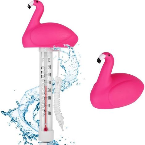 Thermometre Piscine, Thermomètre Flottant Pool Thermomètres, Thermomètres de Piscine avec Ficelle Flottant pour Piscines Spas Aquariums Bassins à Poissons (flamant) (1/5)