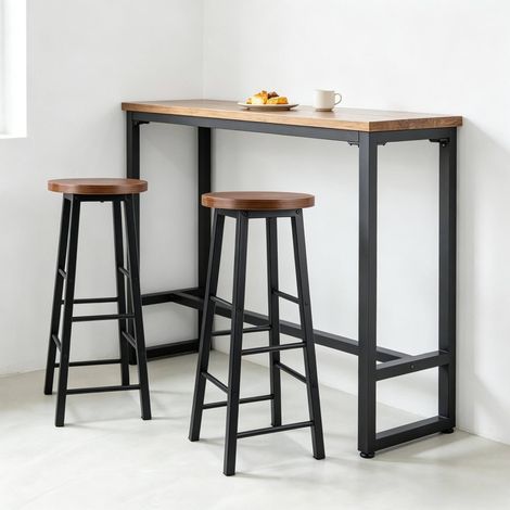 Set di 2 sgabelli da bar industriali in MDF e metallo marrone 71 cm (1/5)