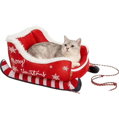 Cama para mascotas, diseño festivo, confort térmico, cama trineo navideña, M (65x52x30cm) (1/2)