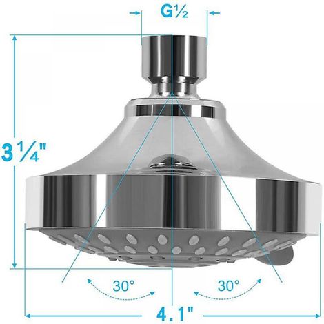 Pommeau de douche fixe à haute pression, 5 positions, avec pomme de douche réglable à haut débit de 4 pouces (1/3)