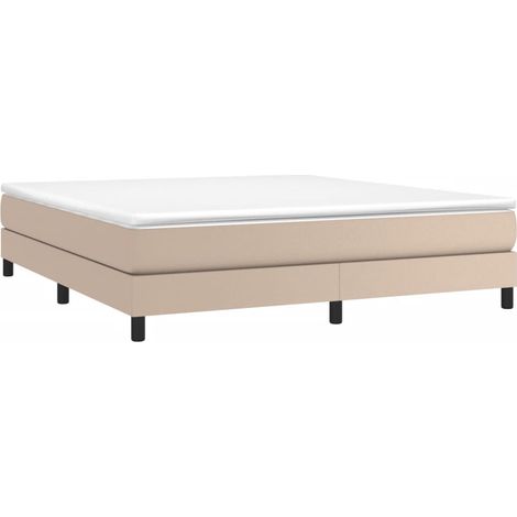 Vidaxl – Cadre de lit à ressorts 160x200 cm similicuir cappuccino – Lattes en contreplaqué pour soutien optimal – Pieds robustes pour stabilité