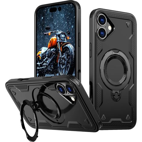 Custodia Hybrid Armor Trendy con MagSafe per iPhone 16 - Nera (1/5)