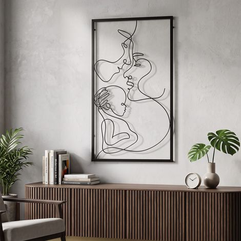 Panneau décoratif 3d en métal noir famille cm 40x1,3x70 (1/5)