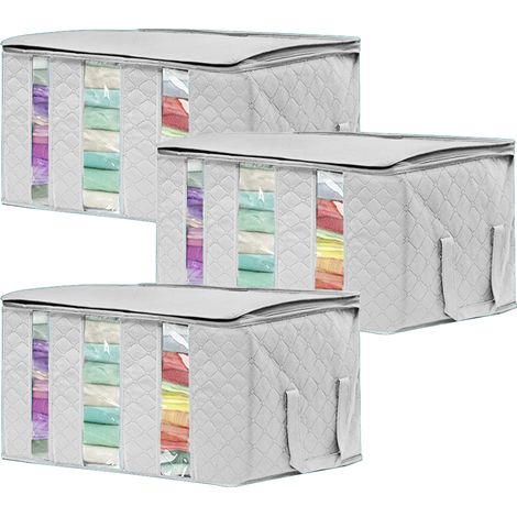 Sac De Rangement Pour Vêtements - 2 Compartiments Avec Fenêtre Transparente - Tissu Triple Épaisseur - Fermeture Éclair Acier Inoxydable - 1 Pièce (1/5)