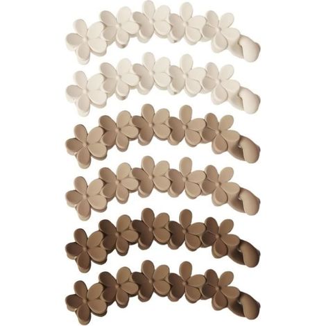 (Khaki, Cremeweiß, Braun) Set mit 6 Haarspangen – Marke unbekannt – Blumenmuster – Rutschfest – Verschiedene Farben – 10 x 2 x 2 cm (1/4)
