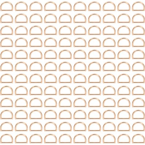 D3338 Lot de 120 anneaux en D multifonctionnels pour porte-clés, sangles de sac à main, crochets, anneaux en D semi-circulaires pour accessoires DIY, couleur or (1/5)
