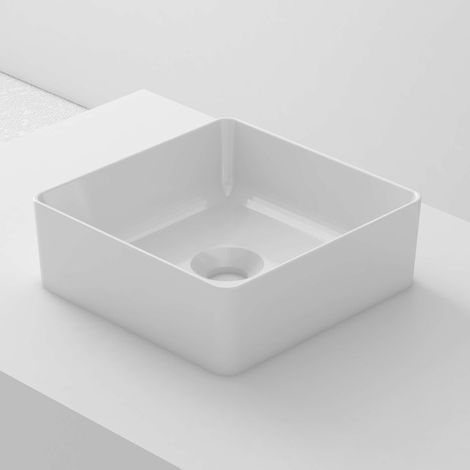 Lavabo à poser SQ30 céramique 30,5x12x30,5 cm blanc (1/5)