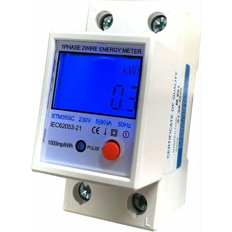 Digital Electricity Meter 5 (80) A LCD AC Energy Meter Rail kWh 1 Phase 2 Pin 2P DIN AC230 V (1/5)