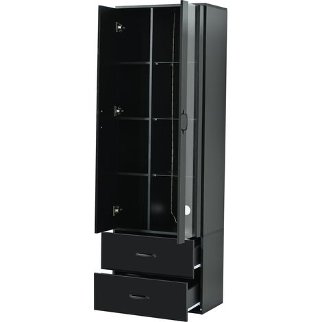 Vitrine LED noire 2 portes et 2 tiroirs 60 x 35 x 182,5 cm HOMVRA (1/5)