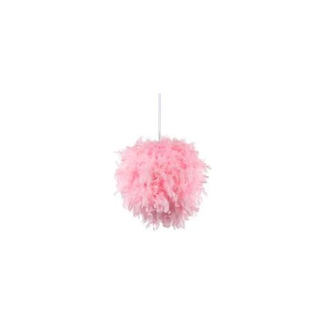 Lustre Suspension 35cm en Boule Plumes E27 Luminaire pour Chambre d'enfant Salon Rose (1/5)