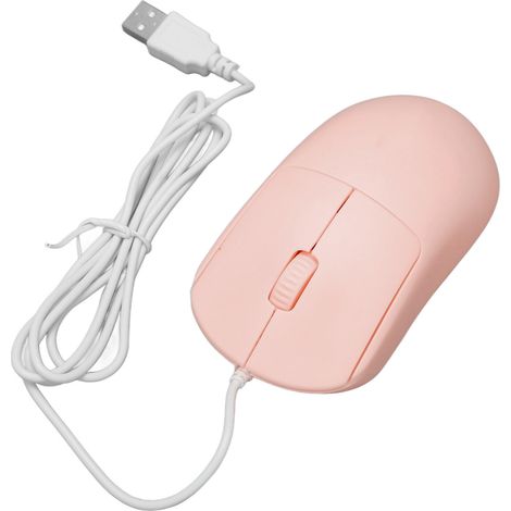 Souris filaire optique 1200 DPI, port USB, design ergonomique, plug and play, rose. Compatible ordinateurs portables et de bureau.