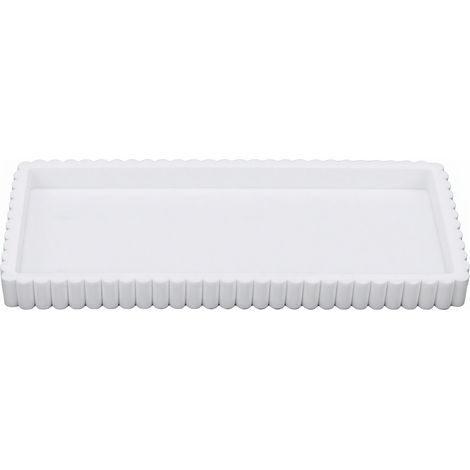 Plateau de salle de bain rectangulaire en silicone imperméable, motif marbre, blanc, 24 x 10,5 x 1,8 cm (9,45 x 4,13 x 0,71 po). (1/5)