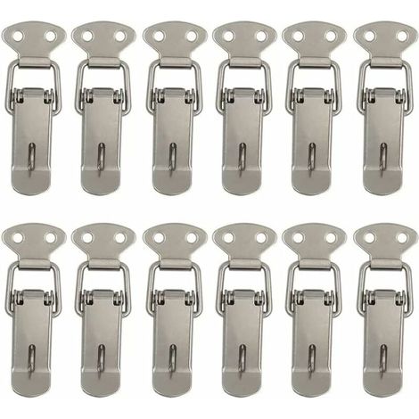 Sunxury – Lot de 12 attaches capot à fermeture à levier – Loquets à ressort en acier – Pour coffres, portes et armoires – Dimensions 72mm (1/5)