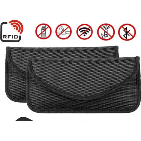 2X Sac pour Signal RFID Gratuit Faraday RFID Anti-Theft Bag pour Le Blocage des clés de Poche pour Voiture, Faraday RFID Key Fob Bag - (Noir) (1/5)