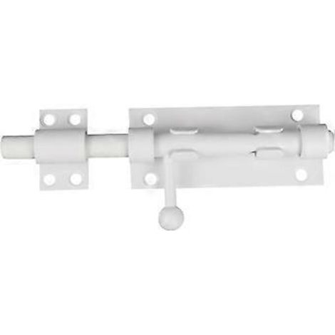 Verrou coulissant - Pêne coulissant - Verrou de portail - Serrure de porte - Loquet - Verrou de porte - Verrou à plaque - 12,7 cm (5 pouces) - Acier inoxydable - Blanc