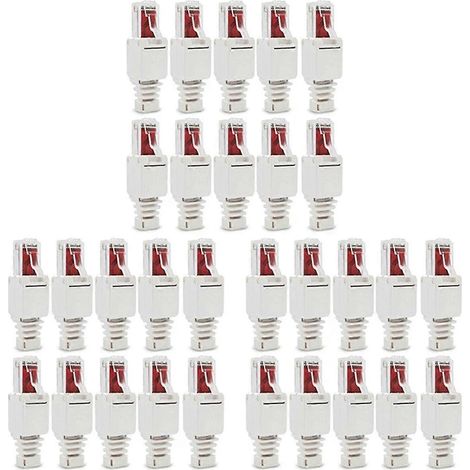 Lot de 30 connecteurs réseau RJ45 CAT6 LAN UTP sans outil pour câbles CAT5 et CAT7 - FFY (1/4)