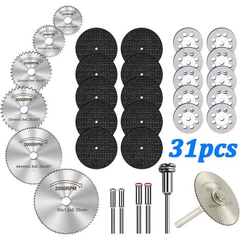 31-piece set, rotary tool cutting disc, diamond cutting disc for wood and metal, circular saw blade, resin cutting disc, diamond cutting disc (1/5)
