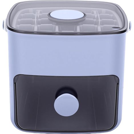 Ice Cube Tray, Home Ice Cube Box, Ice Storage Container, 48 Grids, Easy Squeeze Ice Mold, Portable Container with Lid (Blue) (1/5)