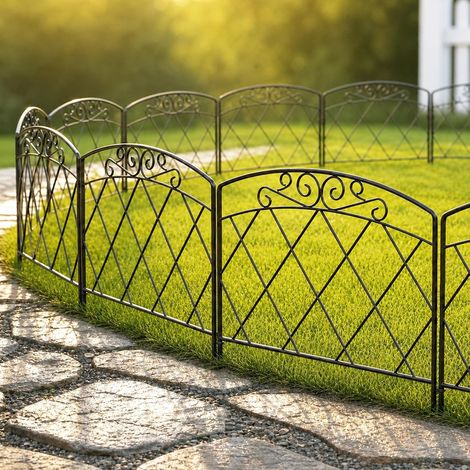 Clôture de Jardin 61 cm (H) x 56 cm (L) 5 Panneaux - Clôture Décorative en Métal Antirouille - Clôture Extérieure en Fer pour Chien - Clôture pour Chien - Art déco (Garden Fence) (1/5)