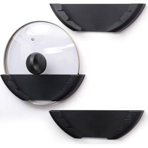 Lot de 3 Support Couvercle Casserole en Plastique Pour Couvercles de 15 à 32 cm Rangement Couvercle de Casseroles Auto Adhésif pour Maison,Cuisine,Mur/Porte d’Armoire (1/5)