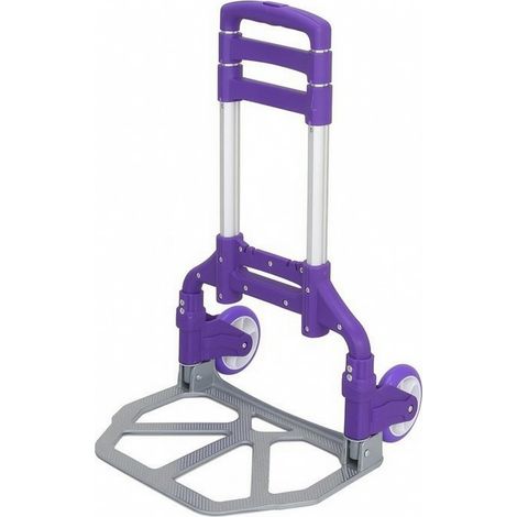 Hand Truck with Telescopic Handle, Versatile Folding Aluminum Hand Truck, Adjustable Transport Cart with Perforated Platform, Purple (1/5)