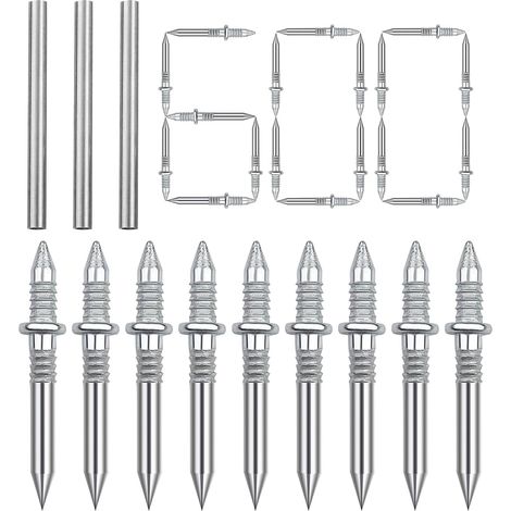 Lot de 600 clous sans couture avec fil de socle à double tête, clous en béton, vis de sécurité invisibles, clous en acier, clous décoratifs pour murs en béton, avec outil de douille spécifique aux (1/5)