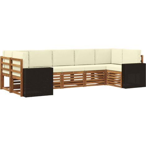 Sectional Sofa Set 7 pcs Natural and Cream Polyester vidaXL (1/5)