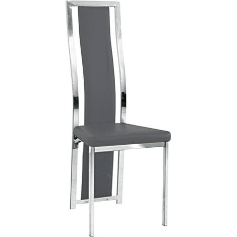 Lot de 6 chaises Dana simili cuir Gris contour chromé