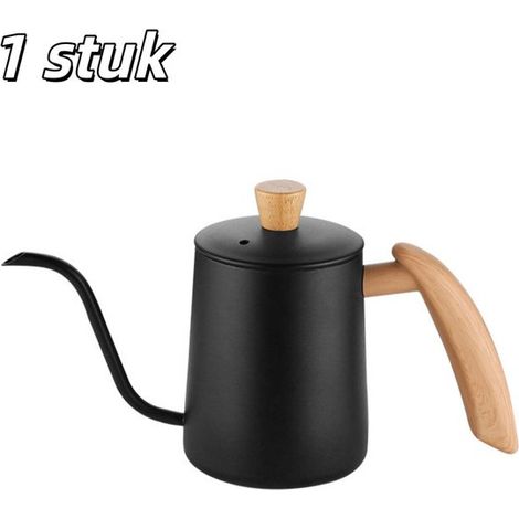 pièce - Cafetière - Acier inoxydable - Cafetière à filtre - Graduée - Bec verseur étroit - Équipement à café - Petite cafetière à filtre - Convient pour la préparation du café - 350 ml - Noir (1/5)
