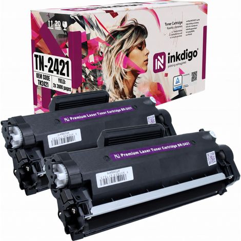 Inkdigo-Toner TN2421 kompatibel mit Brother DCP-L2512D, HL-L2312D, HL-L2352DW, TÜV-zertifiziert (1/5)