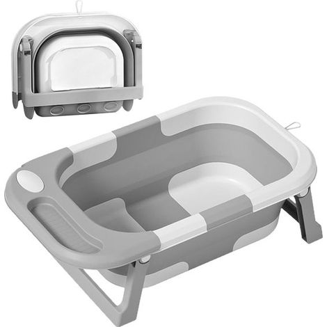 Baignoire bébé pliable, triple pliage, capteur de température intelligent, baignoire bébé avec support, baignoire pour tout-petits avec siège et repose-pieds pour une utilisation à domicile (1/5)