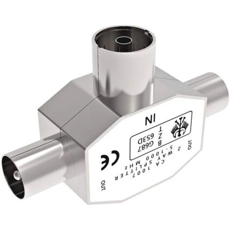 Connecteur coaxial dantenne TV à 2 voies, répartiteur femelle de type T/F vers double mâle, adaptateur coaxial TV RF argent