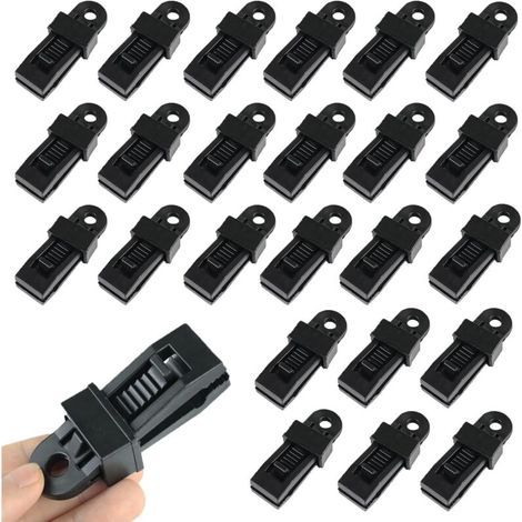 24 Pièces Clip de Bâche Tente, réglable Tente bâche Clip, pince pour bache, auvent, bâche, Camping en Plein air, auvent de Caravane (1/5)