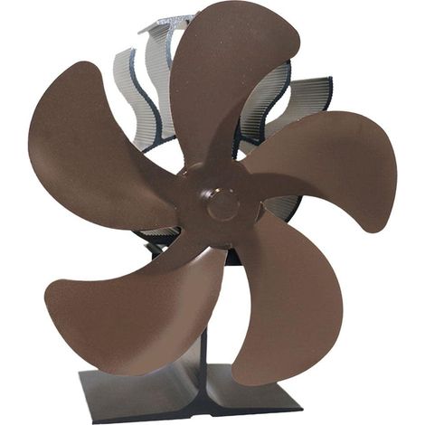 Ventilateur de poêle à 5 pales, ventilateur de cheminée, alimenté par la chaleur, pour cheminées et poêles, bronze (1/5)