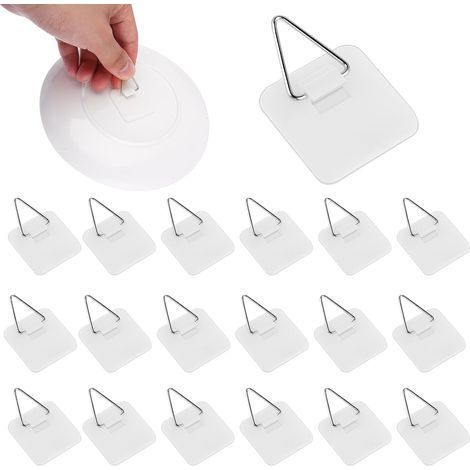 20 supports invisibles pour assiettes à fixer au mur. crochets muraux autocollants en plastique pour suspendre les assiettes