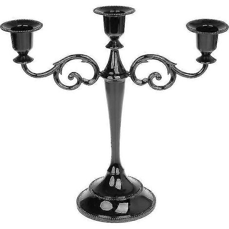 Bougeoir à 3 bras en métal argenté/doré/noir/bronze - Décoration pour mariage et maison (1/5)